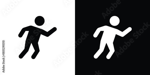 Running icons in black and white shilhouette style for App Ui
