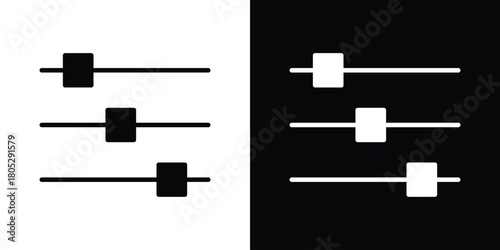Settings sliders icons in black and white shilhouette style for App Ui