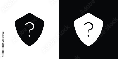 Shield interrogation icons in black and white shilhouette style for App Ui