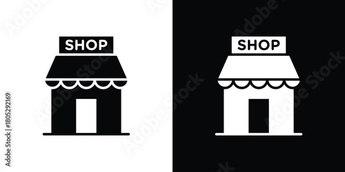 Shop icons in black and white shilhouette style for App Ui