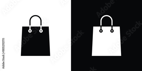 Shopping bag icons in black and white shilhouette style for App Ui