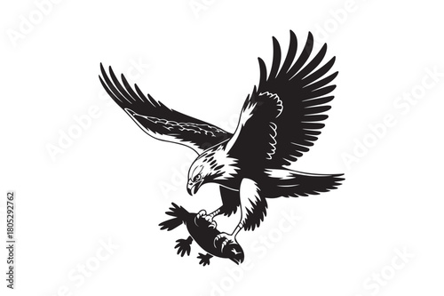 Majestic eagle soaring with prey in its talons