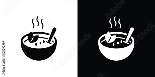 Soup icons in black and white shilhouette style for App Ui