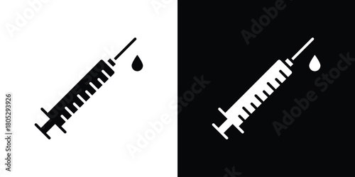 Syringe icons in black and white shilhouette style for App Ui