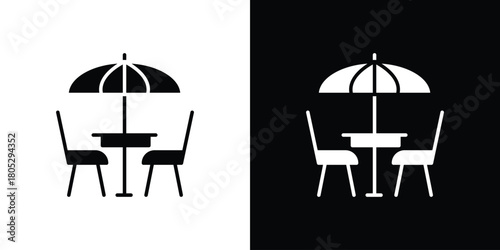 Terrace icons in black and white shilhouette style for App Ui
