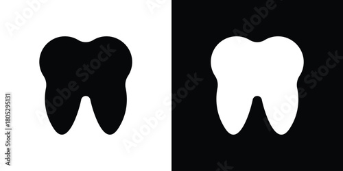 Tooth icons in black and white shilhouette style for App Ui