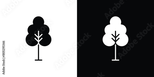 Tree free icons in black and white shilhouette style for App Ui