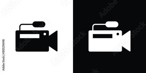 Video camera icons in black and white shilhouette style for App Ui