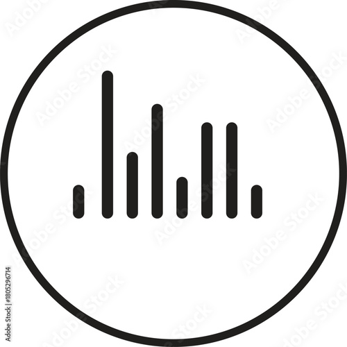 Black Audio Waveform Icon in Circle sound music