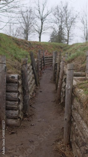 Military trenches background slow motion 4k