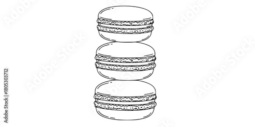 Macaron Stack French Patisserie Minimalist Line Art Vector Set
