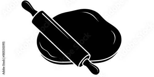 Rolling Pin and Dough Baking Preparation Flat Vector Illustration