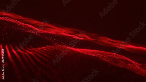 Abstract red glowing wave pattern, futuristic digital background with smooth lines and light effects