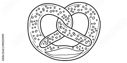 Soft Pretzel Coarse Salt Simple Line Art Vector