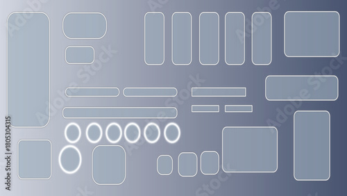 Rounded Rectangles and Circles UI Elements on Gradient Background