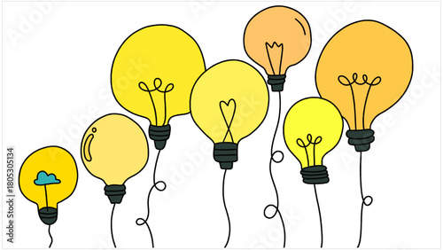 Glowing Light Bulb Vector Illustration, Bright Idea Concept Graphic, Illuminated Innovation Symbol, Creative Solution Icon, Isolated Energy & Enlightenment Asset.