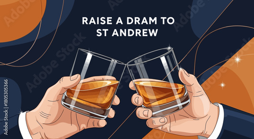 Celebrate St Andrews Day with a Sparkling Dram Toast and Festive Cheers, Perfect for Scottish Gatherings and Holiday Celebrations