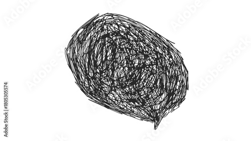 Large Black Hand-Drawn Rough Zigzag Vector Illustration, Overthinking Chaotic Line Pattern Graphic, Abstract Mental Stress Doodle Element, Grunge Anxiety Symbol.