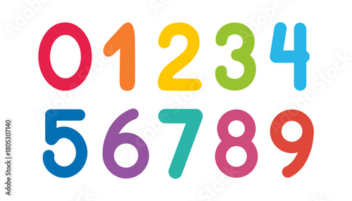 set of numbers for kids on white background. Colorful Digits for school and preschool. Vector illustration