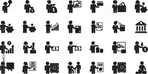 Business finance and investment icons man holding balloon