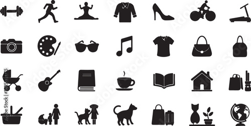 Collection of Lifestyle and Hobby Icons dumbbell running