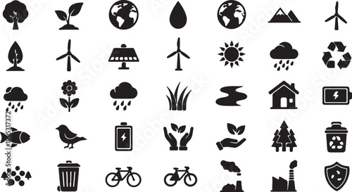 Eco friendly nature and sustainability icons tree seedling