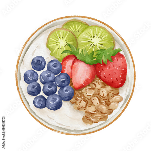 Watercolor greek yogurt⁠
