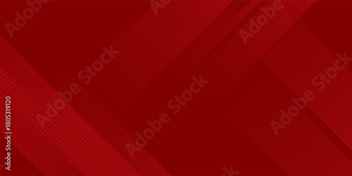 Red abstract background. Dynamic shapes composition. Abstract simple dark red gradient illustration background with 3d look overlap square with shadow and line pattern.