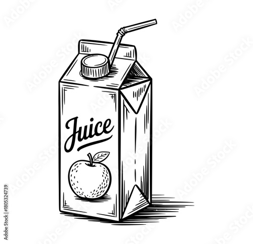 Apple juice box illustration drawing vector graphic design product packaging healthy drink concept art