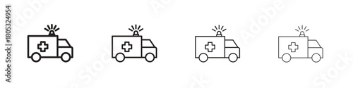 Ambulance icons vector logo illustration simple design. Web UI design.