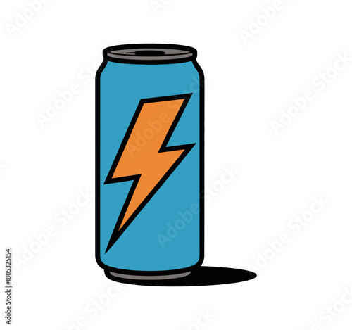 Stock vector illustration of energy drink can with lightning bolt for branding and marketing use