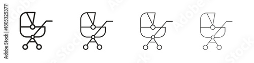 Baby carriage icons vector logo illustration simple design. Web UI design.