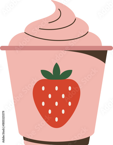 Strawberry smoothie vector illustration for summer drinks and healthy food concept design art style