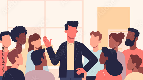 Slika na platnu A Leader Inspiring the Team with Motivational Gestures