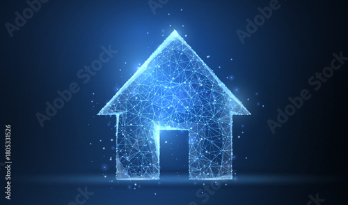 Home symbol. Polygonal wireframe mesh icon. Concept illustration or background