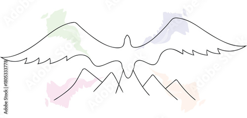 Flying bird over mountains design