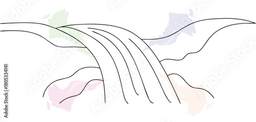 Simple Waterfall Landscape Art