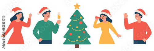 Christmas party. Christmas eve, happy celebraite, office party, family dinner concept.