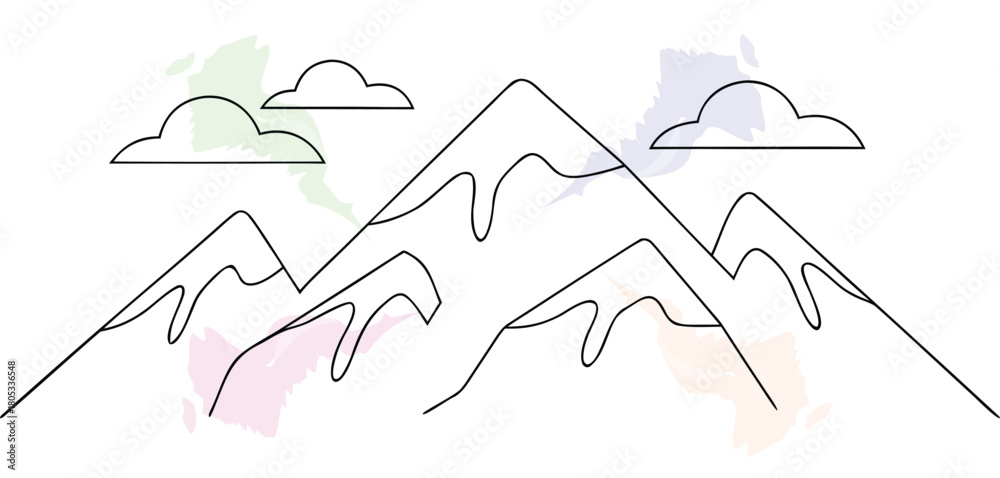 Fototapeta premium Basic Mountain Range with Clouds