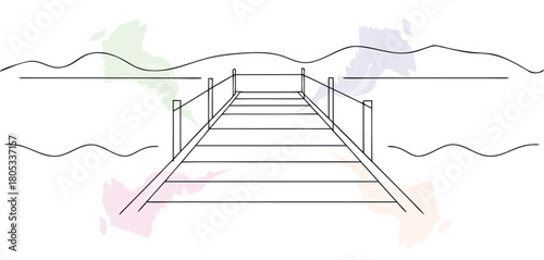 Simple Wooden Dock Over Water Scene