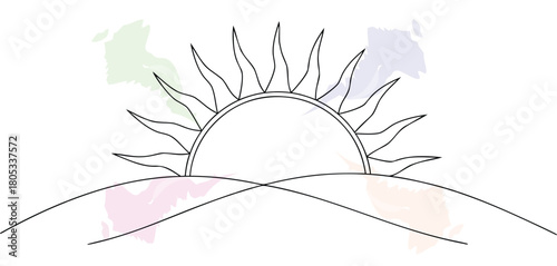 Simple sun rising over hills