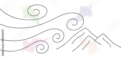 Wind over mountains illustration