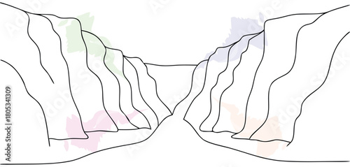 Simple canyon landscape drawing