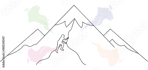 Person climbing a mountain illustration