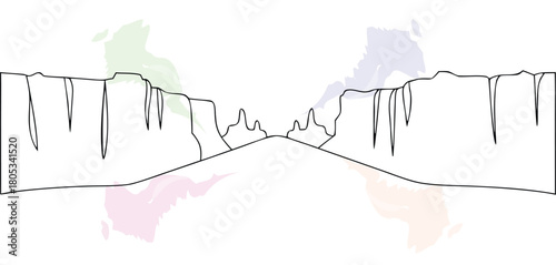 Canyon landscape line drawing