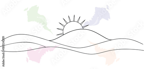 Generic hills and sun illustration