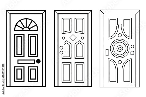 Three different styles of doors are lined up side by side for comparison.