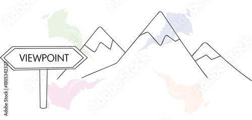 Viewpoint sign in mountain landscape