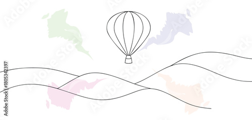 Hot air balloon flying abstract