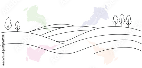 Simple Rolling Hills Landscape Art